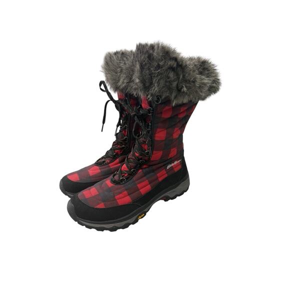 Eddie Bauer Duck Boots Red Black Plaid Waterproof Insulated Vibram Women 9.5 - Picture 1 of 9
